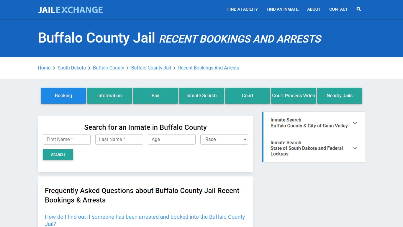 Buffalo County Jail Recent Bookings And Arrests - Jail Exchange