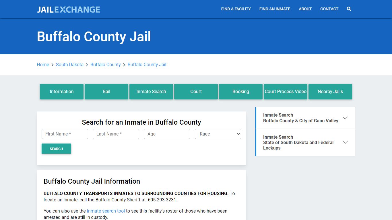 Buffalo County Jail Roster Lookup, SD, Inmate Search