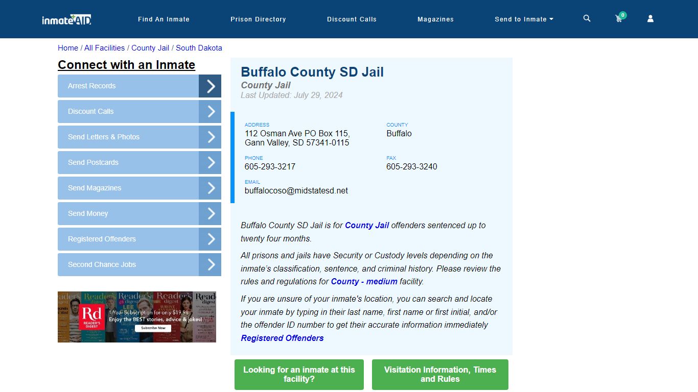 Buffalo County SD Jail - Inmate Locator